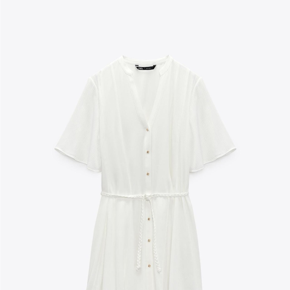 White Dress with Woven Belt